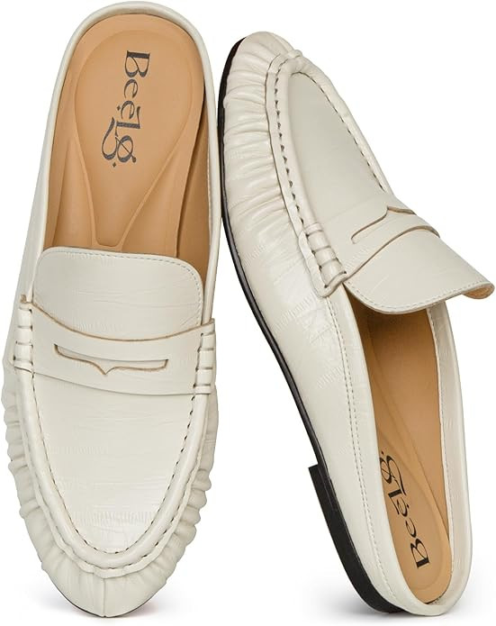 Penny Mule Loafers for Women Slip-On Flat Mules Slides Loafer Dressy Comfort Casual Shoes | Amazon (US)