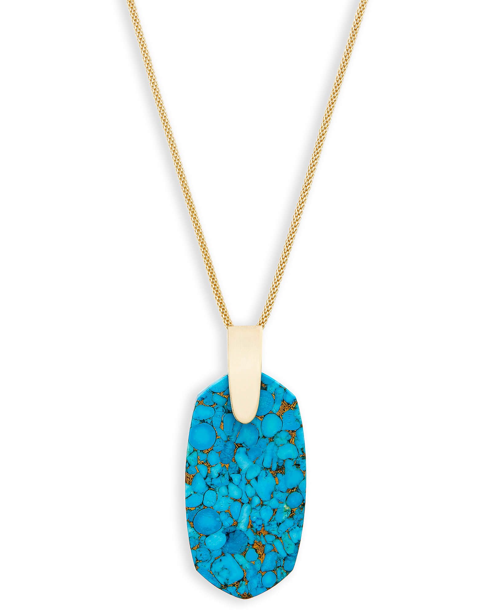 Inez Long Pendant Necklace in Bronze Veined Turquoise | Kendra Scott