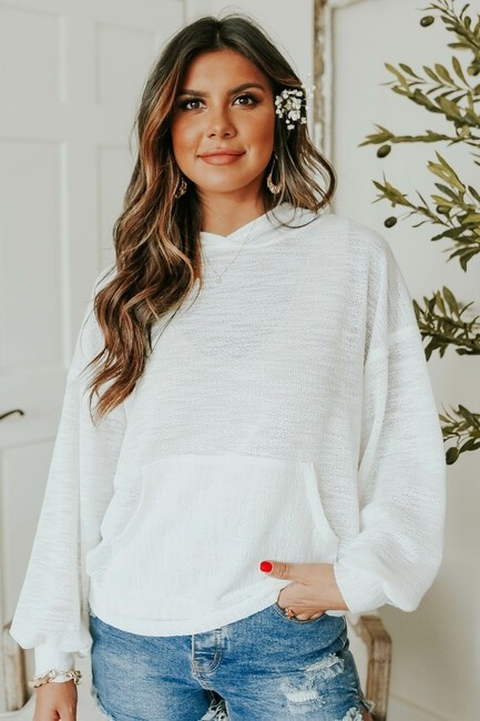 Seam Detail Open Knit Hoodie | Magnolia Boutique