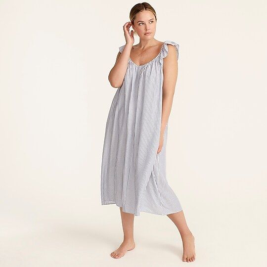 Cotton-Modal® flutter-sleeve sleep dress in stripe | J.Crew US