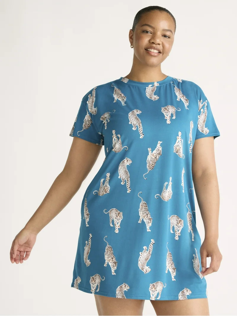 Joyspun Women's Sleepshirt with Short Sleeves, Sizes S/M-2X/3X - Walmart.com | Walmart (US)