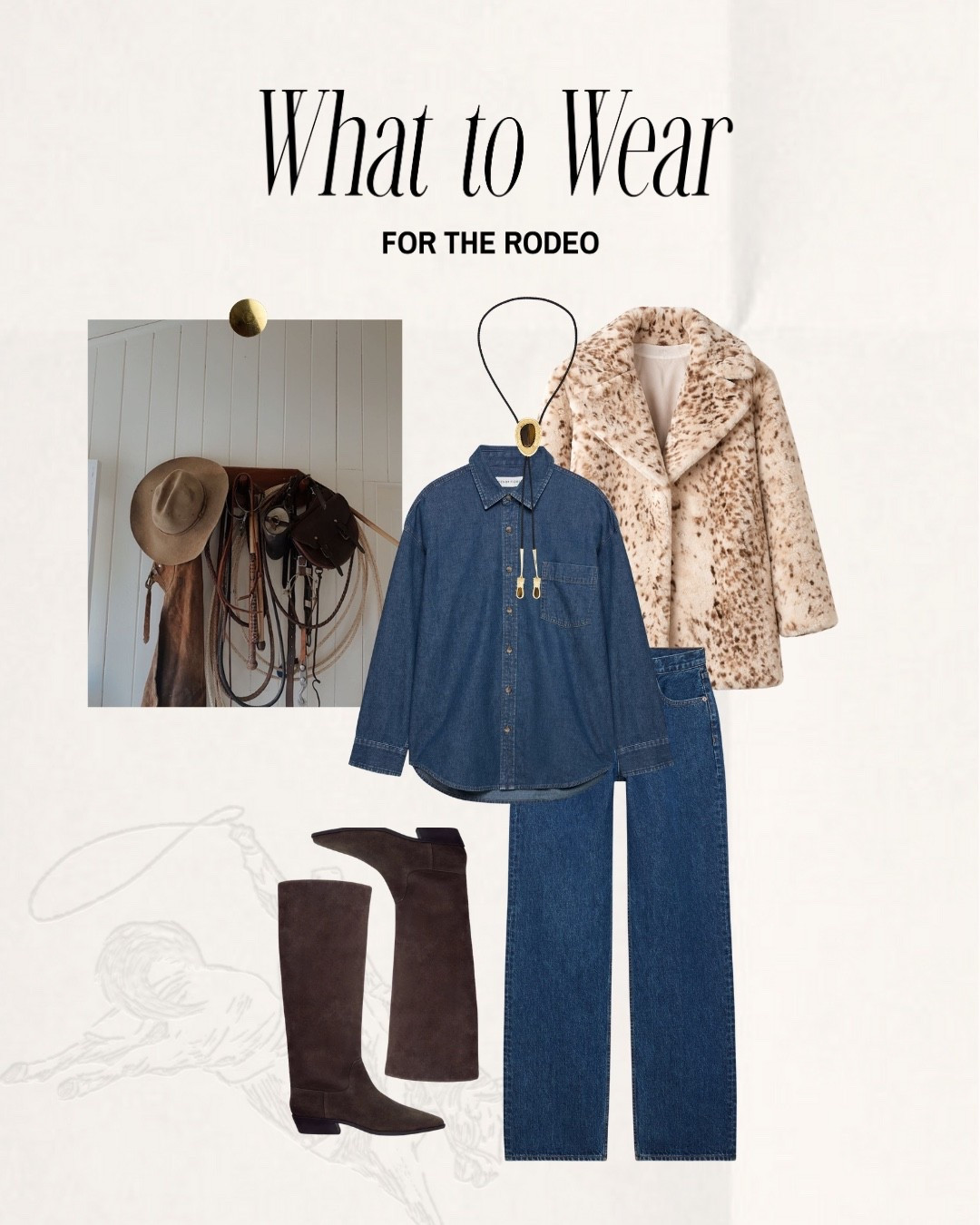 What to wear to the rodeo!!🤎

Rodeo, denim, cowboy boots, reformation, faux jacket, western style, rodeo outfit inspo, Texas, ft worth, Wyoming, neutral, layered, country aesthetic  