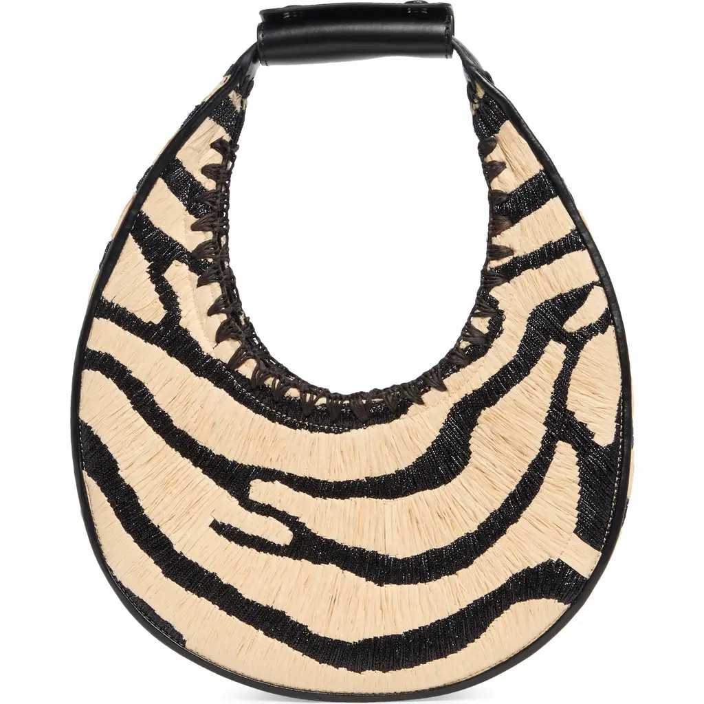 STAUD Moon Raffia Tote in Zebra Raffia at Nordstrom | Nordstrom