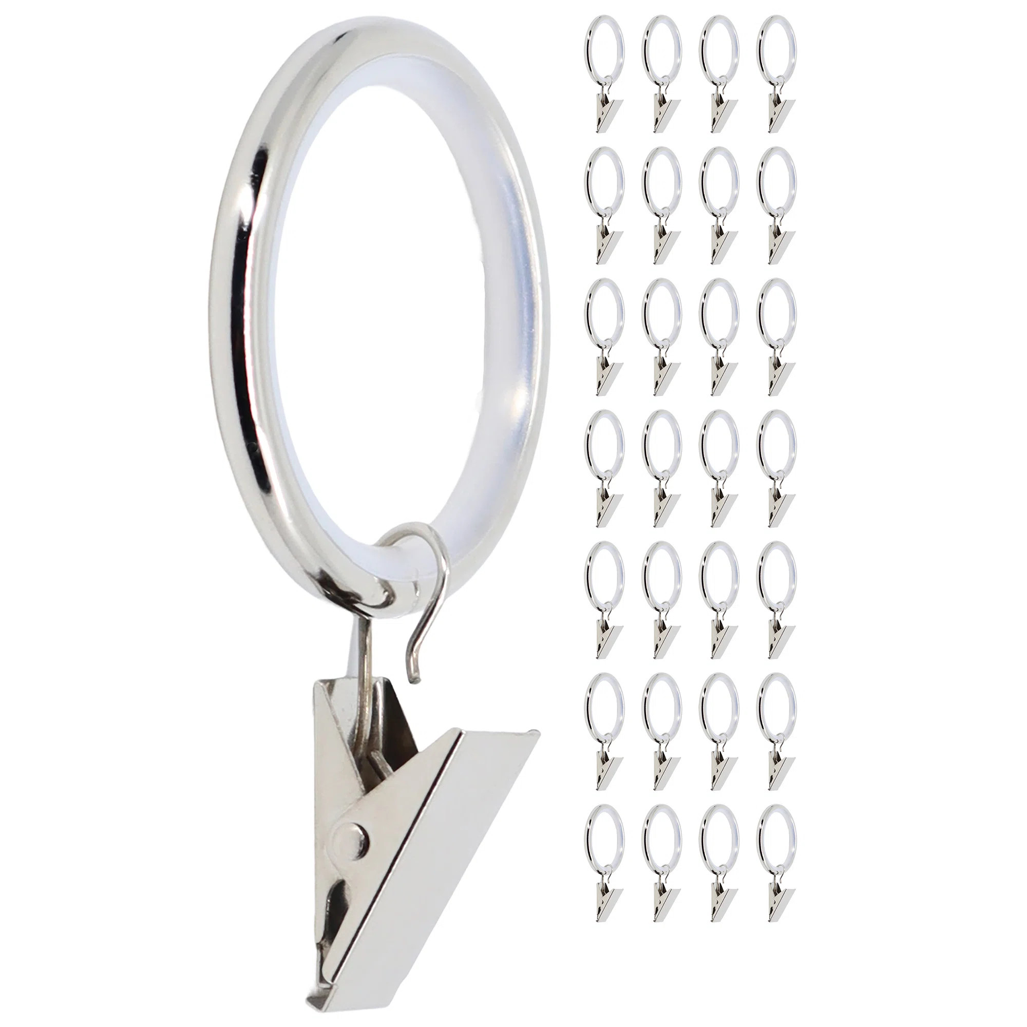 MERIVILLE Drapery Curtain Rings With Clip - 1.5-Inch Inner Diameter, Fits Up To 1 1/4-Inch Rod (S... | Wayfair North America