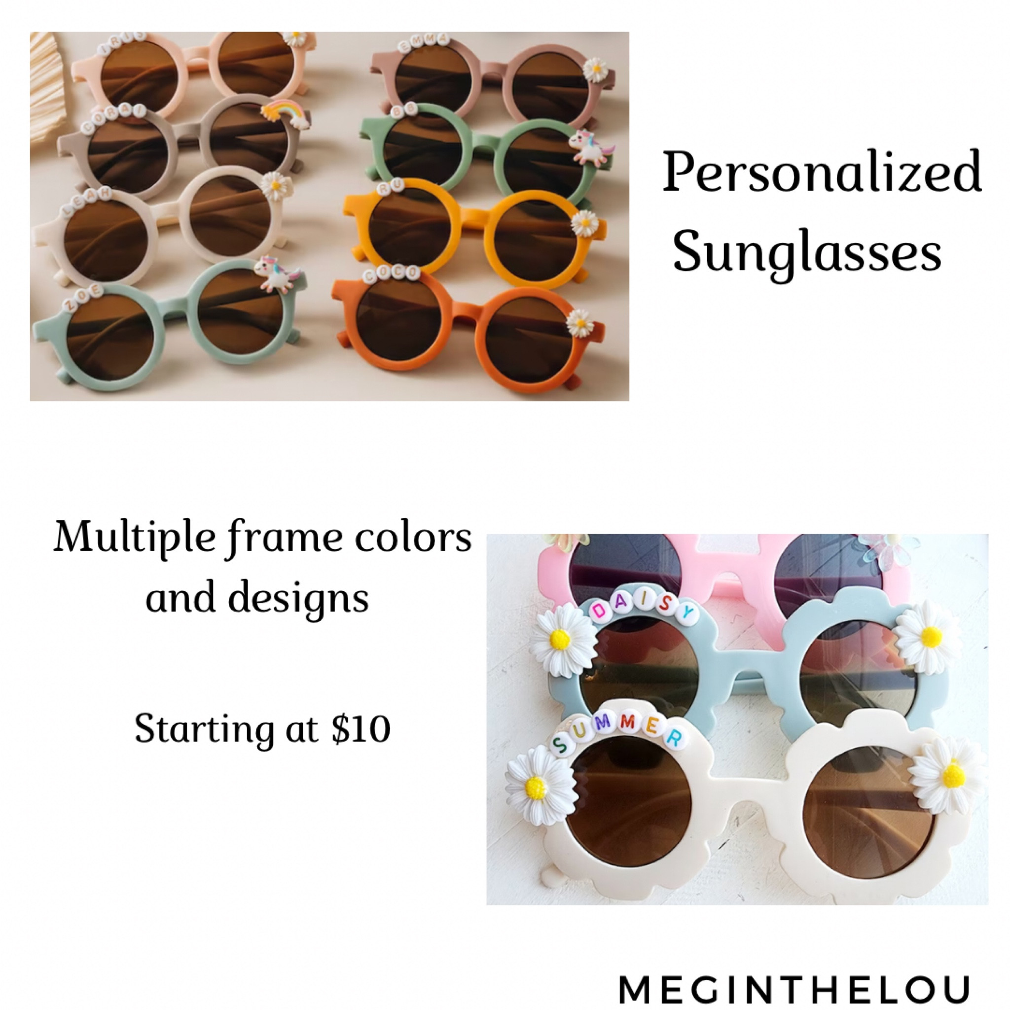 $10+ personalized sunglasses, toddler-girl sized 

#easter #eastergift #etsy #etsyfind #etsygift #easterbasketstuffer #under10 #budgetfriendly #sunglasses #toddlersunglasses #kidsunglasses #budgetbuys #budgetfinds #girlseastergift #giftsunder10 #eastergiftidea #giftidea #toddlergirl #toddlereaster #toddlergirleastergift 

#LTKGiftGuide #LTKkids #LTKSeasonal