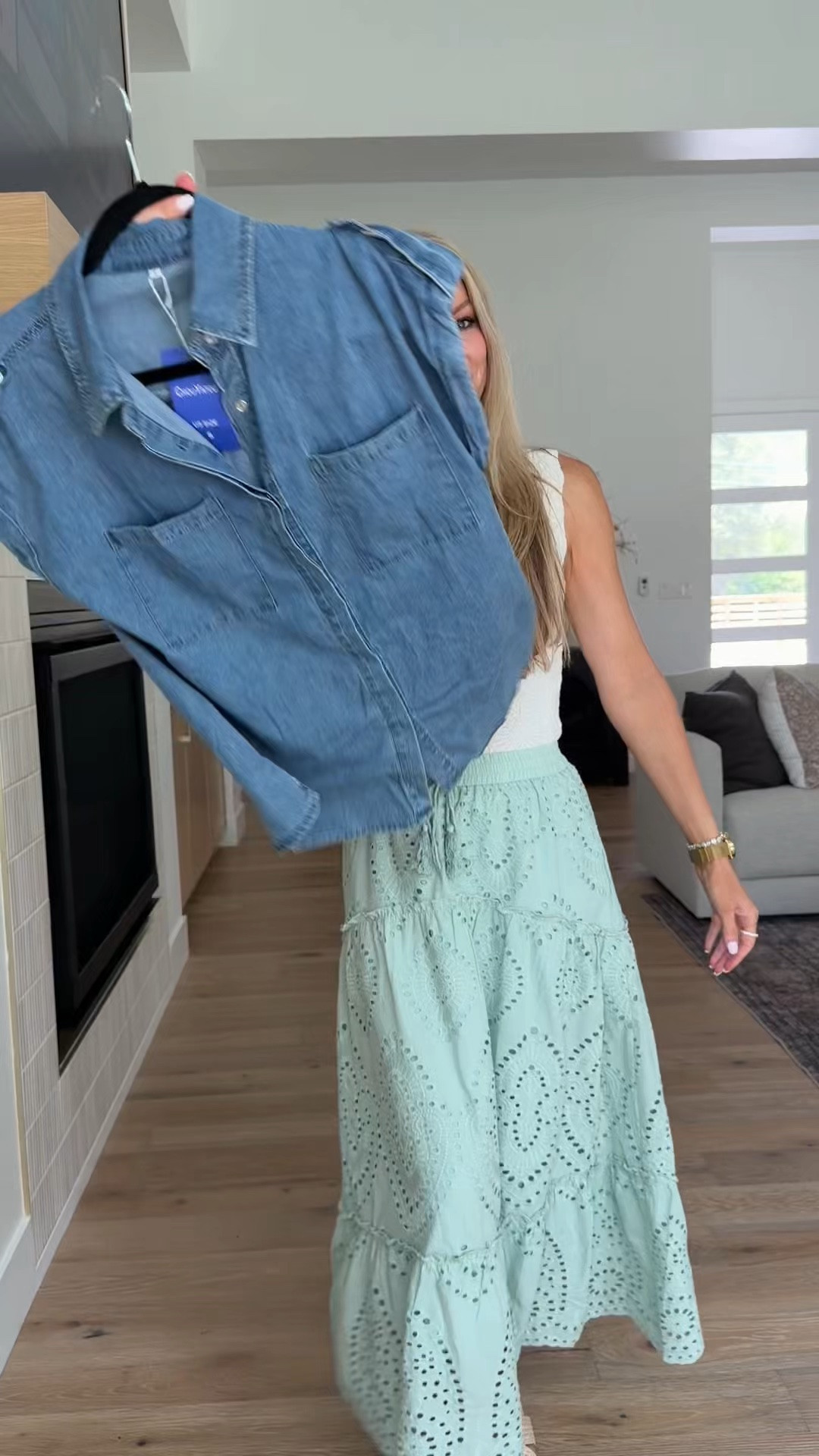 Amazon denim button down that just became the hardest-working top in my closet 🤍👖✨ comment AMAZON and I’ll send you the details 

If you love buying pieces you’ll actually wear over and over, this one deserves a spot in your cart.

I styled this Amazon denim top 4 completely different ways:
💚 With a feminine eyelet maxi skirt
🤍 With classic white shorts
🖤 With striped paperbag shorts
💕 With bright pink striped shorts
☀️ And it’s the perfect layer for jeans, linen pants, or over a swimsuit too.

The lightweight denim, relaxed fit, and rolled sleeves make it one of those effortless pieces you reach for on repeat. It gives every outfit that easy, elevated summer vibe without overthinking it.

Which look is your favorite? 1, 2, 3, or 4?

Comment DENIM and I’ll send you all the links! 💙

#AmazonFashion #AmazonFinds #AmazonStyle #DenimShirt #SummerOutfits