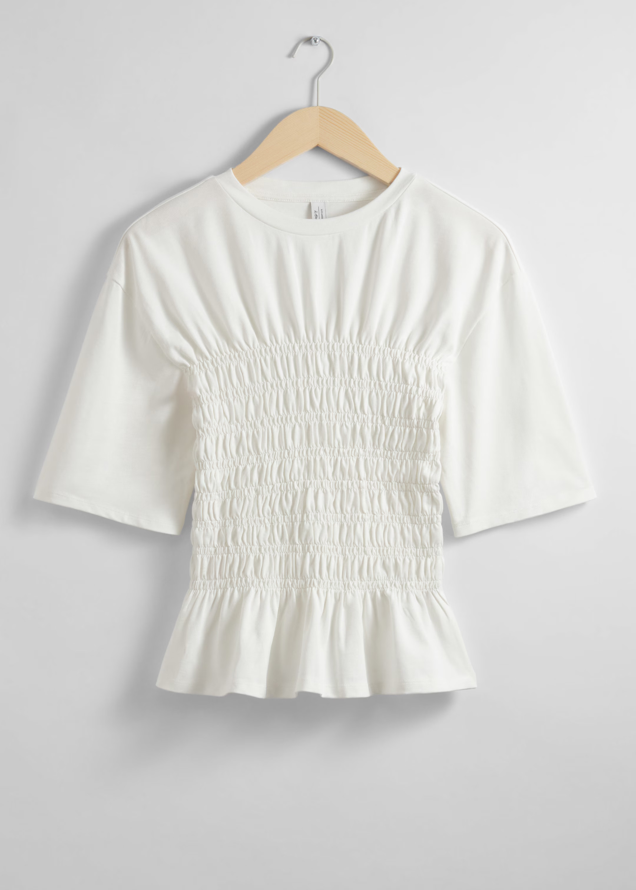 Smocked Crewneck Top - White - Tops - & Other Stories GB | & Other Stories UK