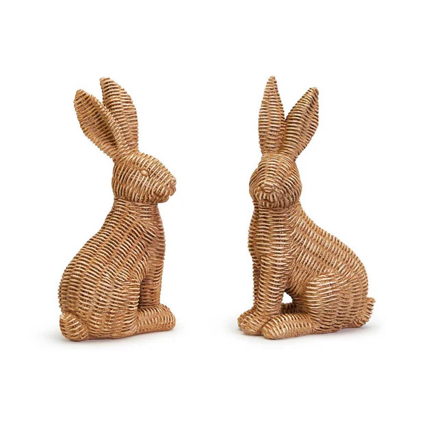 Rattan Decorative Bunny - Set of 2 | Cailini Coastal