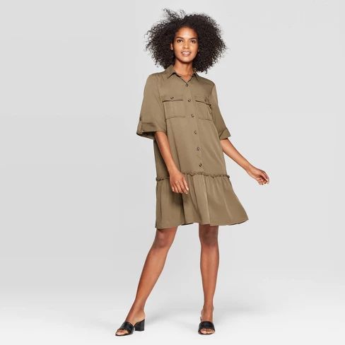 Women's Collared A Line Mini Dress - Who What Wear™ Green | Target