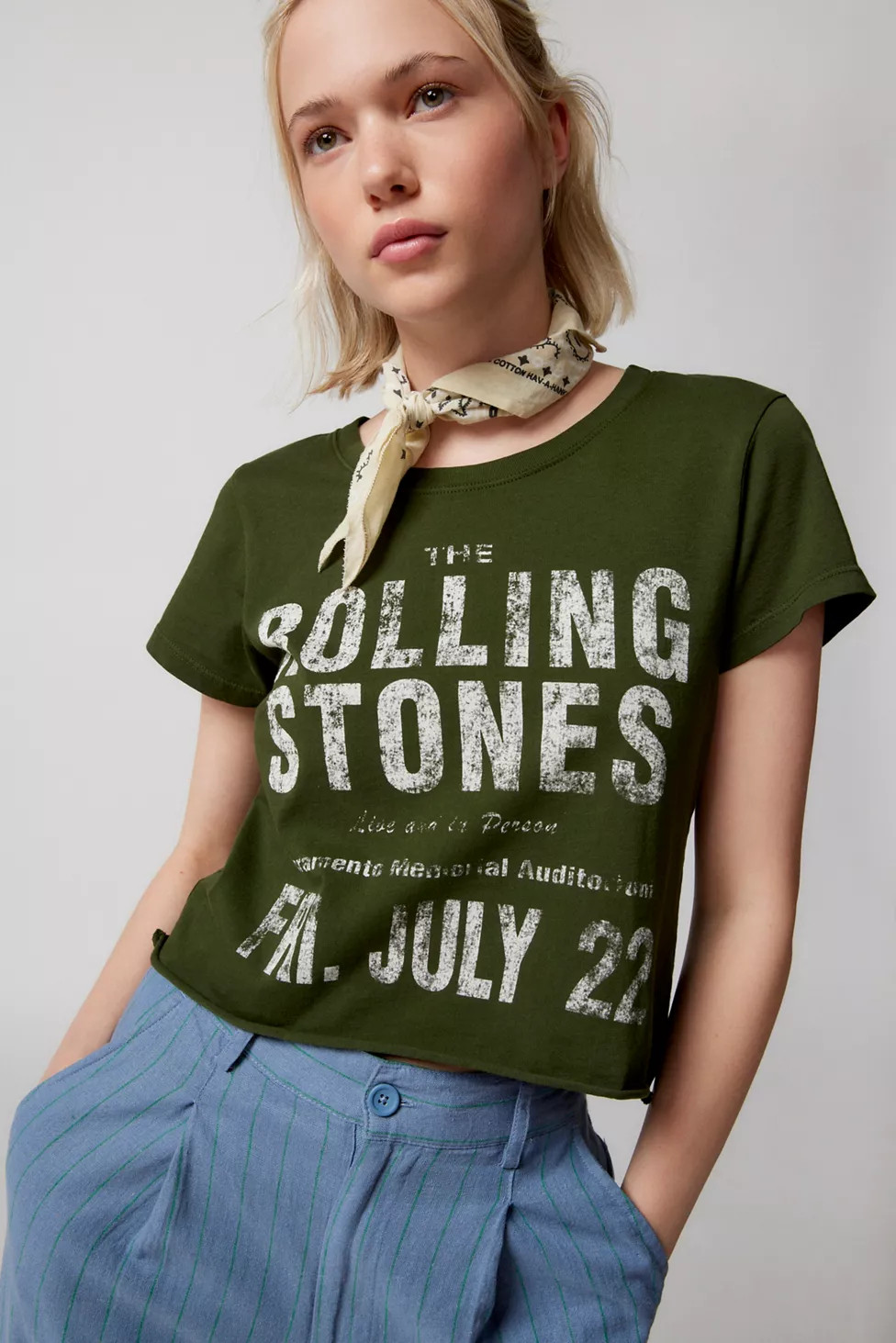 The Rolling Stones Raw Hem Baby Tee | Urban Outfitters (US and RoW)