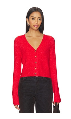 Free People School Girl Cardi in Cherry Pop Melange from Revolve.com | Revolve Clothing (Global)