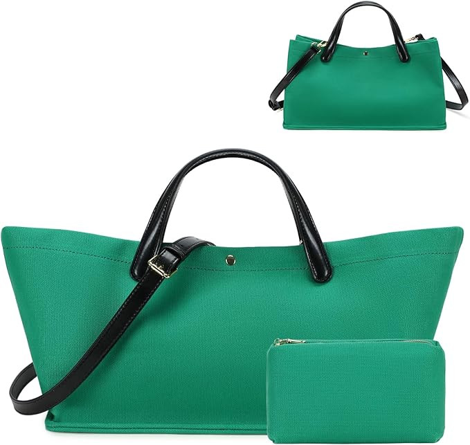 Large Tote Bag for Women - Canvas Work Bags Crossbody Handbags Shoulder Top Handle Purse 2Pcs wit... | Amazon (US)