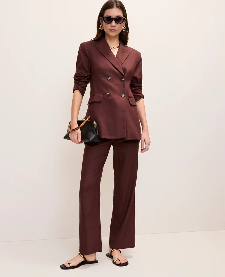 The Flare Ankle Pant in Linen Blend | Ann Taylor