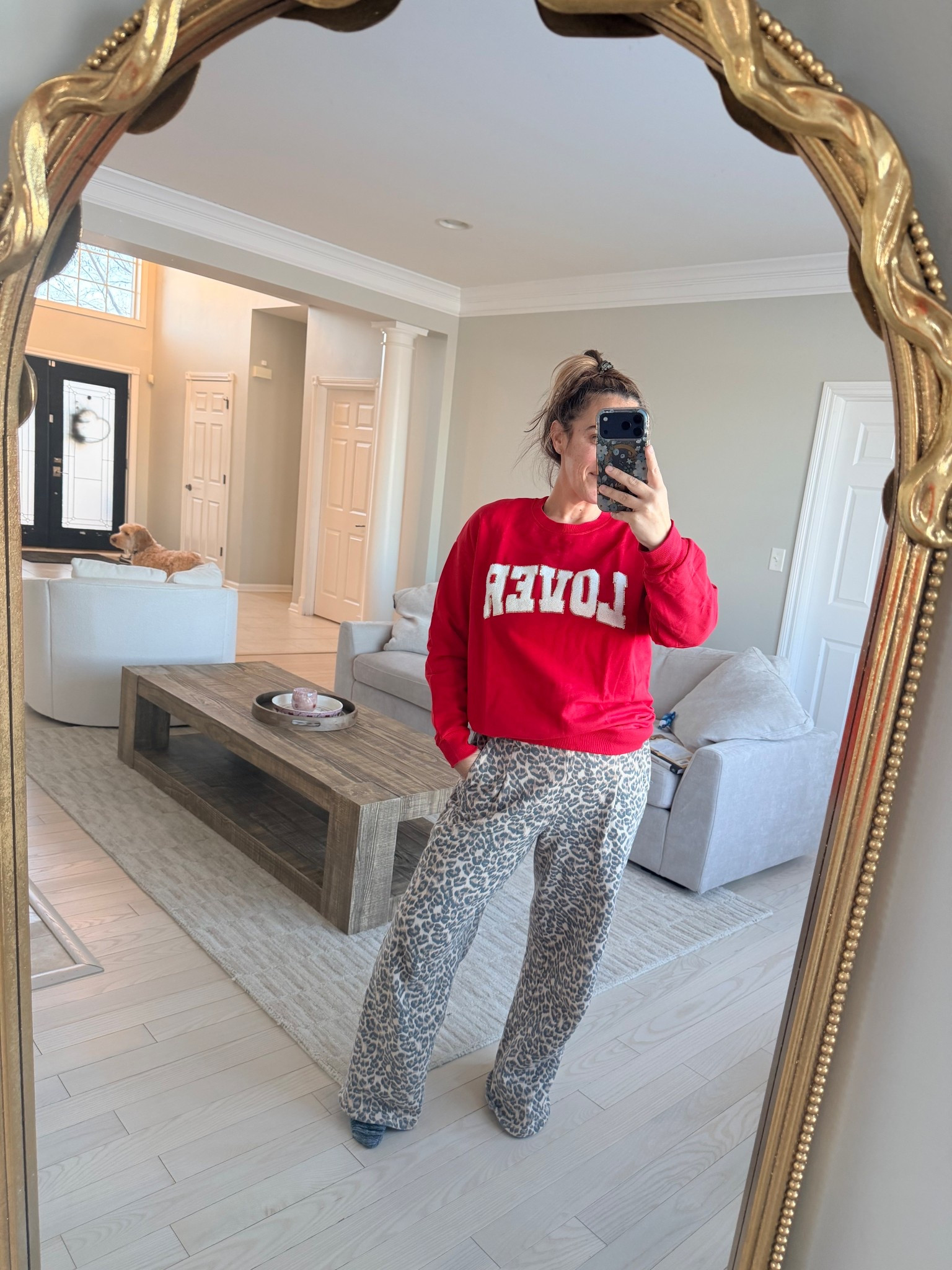 Super comfy leopard sweats! Fleece lined! Wearing medium. 

#LTKSeasonal #LTKOver40