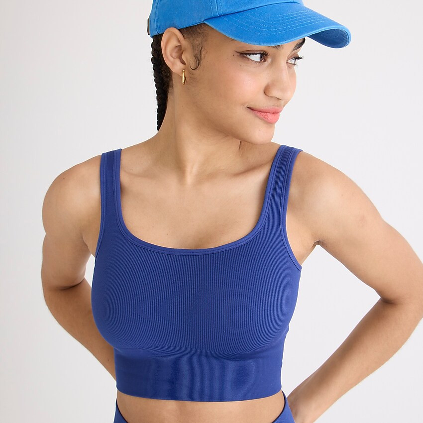SculptStretch squareneck longline ribbed sports bra | J. Crew US