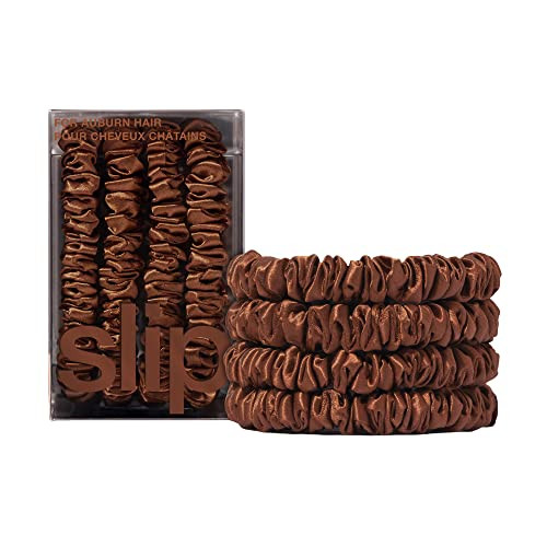 Slip Silk Hair Ties, Auburn Skinny Scrunchies, Set of 4 | Anti-Damage | Amazon (US)