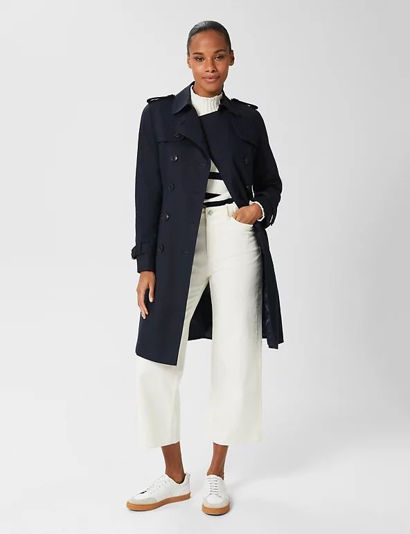 Saskia Cotton Rich Double Breasted Trench Coat | HOBBS | M&S | Marks & Spencer (UK)
