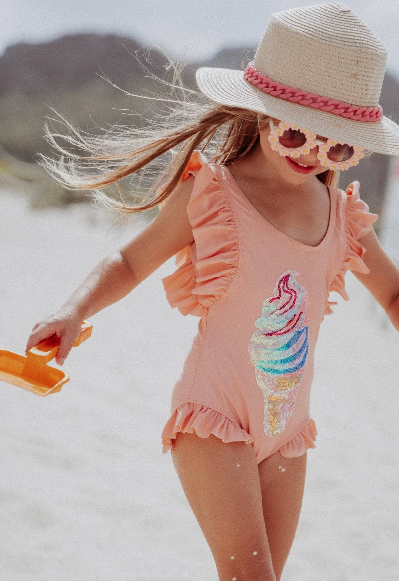 Ice Cream Ruffle Swimsuit Pink | Lola + The Boys