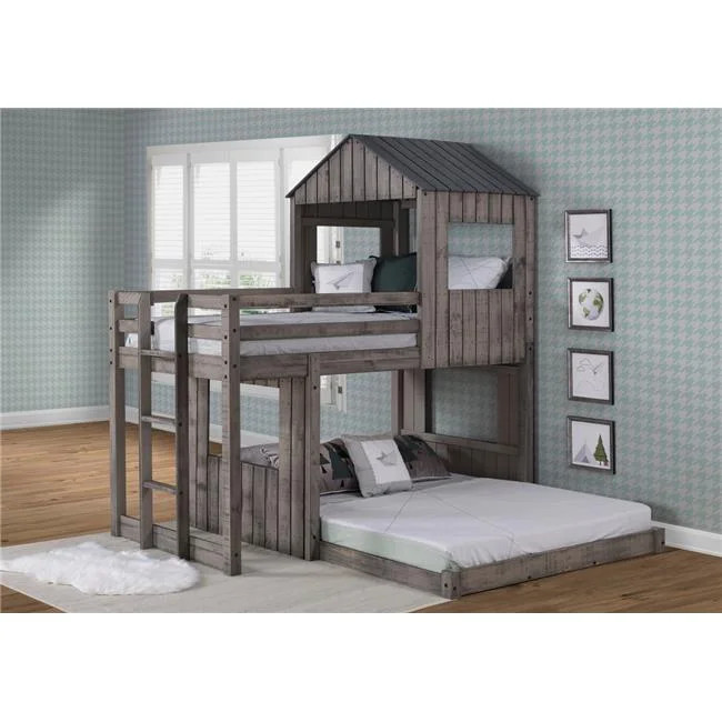 Donco Kids PD-3344TFRDG Twin over Full Campsite Loft, Rustic Dark Grey | Walmart (US)