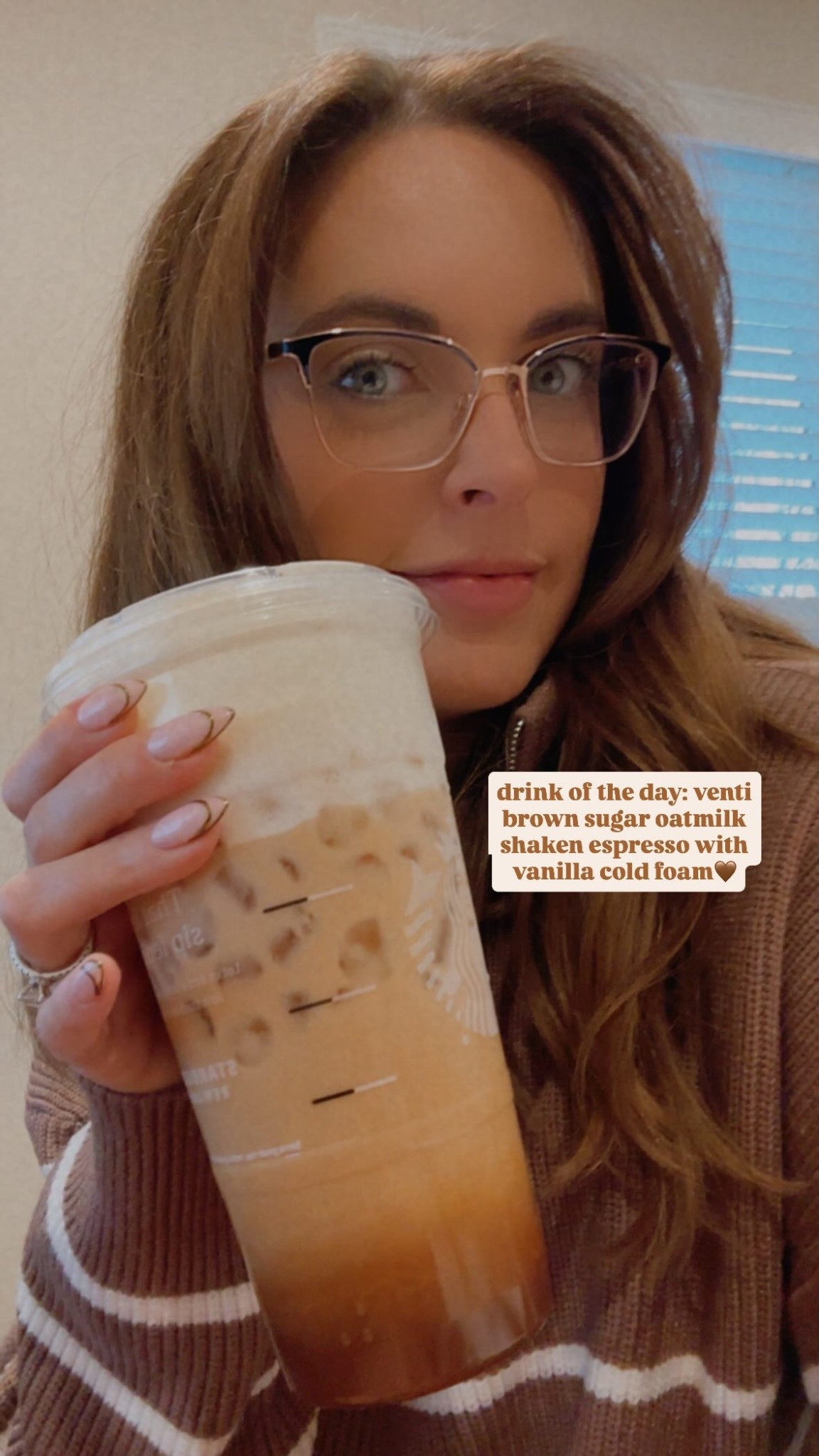 drink of the day: venti brown sugar oatmilk shaken espresso with vanilla cold foam🤎

#LTKootd #LTKWorkwear #LTKdayinmylife