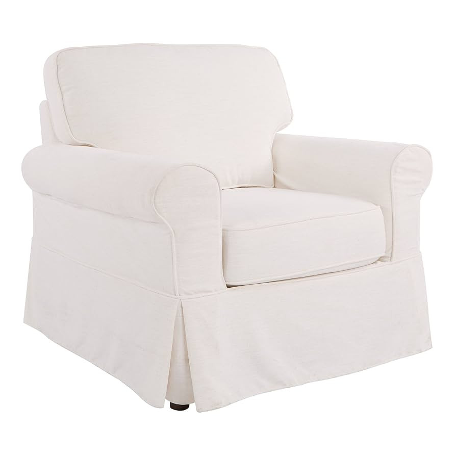 OSP Home Furnishings Ashton Rolled Arm Chair with Slipcover, White | Amazon (US)
