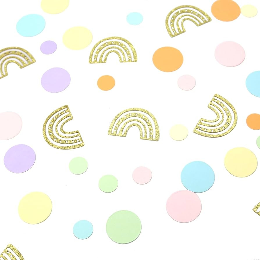 Rainbow Confetti, 240 PCS Pastel Rainbow Baby Shower Decorations, Rainbow Theme Birthday Party De... | Amazon (US)