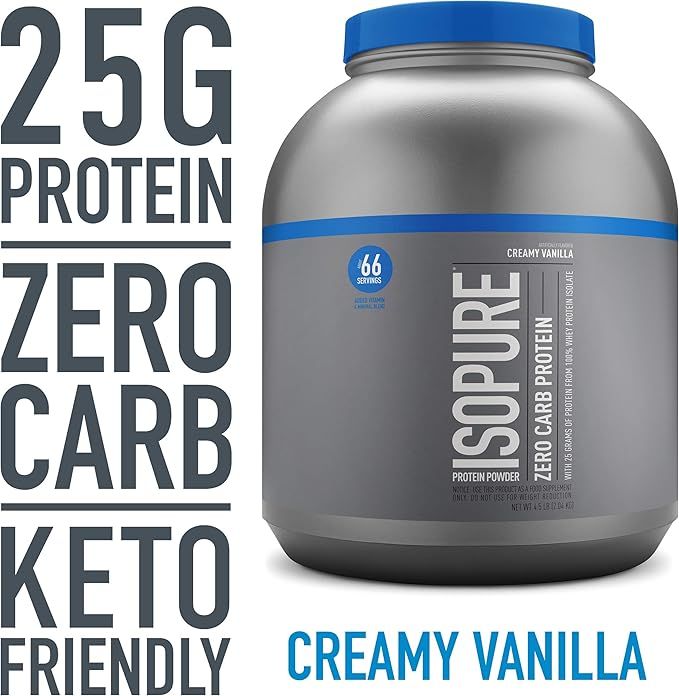 Isopure Zero Carb, Keto Friendly Protein Powder, 100% Whey Protein Isolate, Flavor: Creamy Vanill... | Amazon (US)