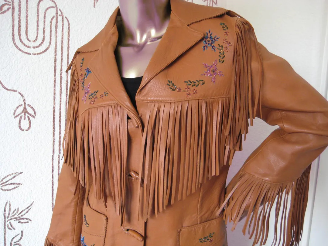 Vintage Beaded Leather Fringed Jacket, Chris Line Originals, 1940s Western Wear - Etsy | Etsy (US)