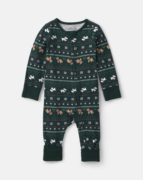 Baby Fair Isle PurelySoft\u2122 2-Way Zip Sleep & Play Pajamas - Green | Carter's Inc