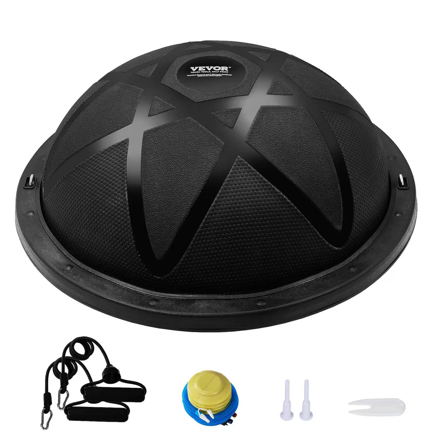 VEVOR - Half Exercise Ball Trainer,23 inch Balance Ball Trainer,660 lbs Capacity Stability Ball,Yoga Ball with Resistance Bands - Black | Best Buy U.S.