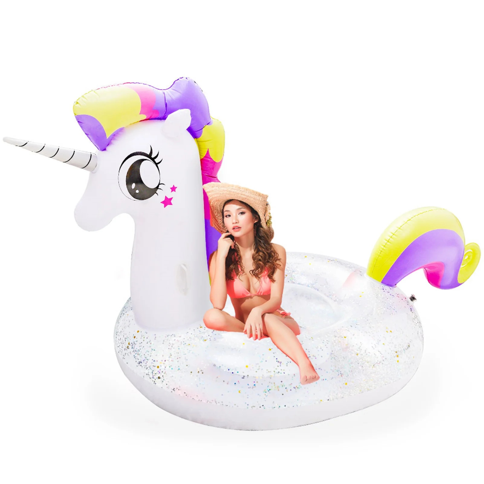 Qweryboo Inflatable Unicorn Pool Float with Glitters, Fun Beach Floaties, Inflatable Raft for Swi... | Walmart (US)