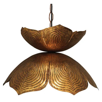 Lotus 1 - Light Gold Unique/Statement Pendant | Wayfair North America