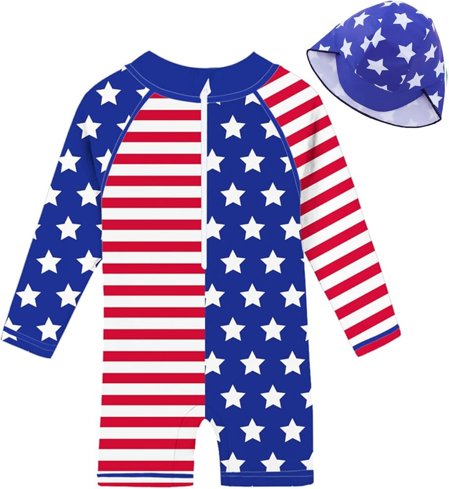 uideazone Little Boys Long Sleeve One Piece Swimsuit Rash Guard with Sun Hat UPF 50+ Sun Protecti... | Amazon (US)