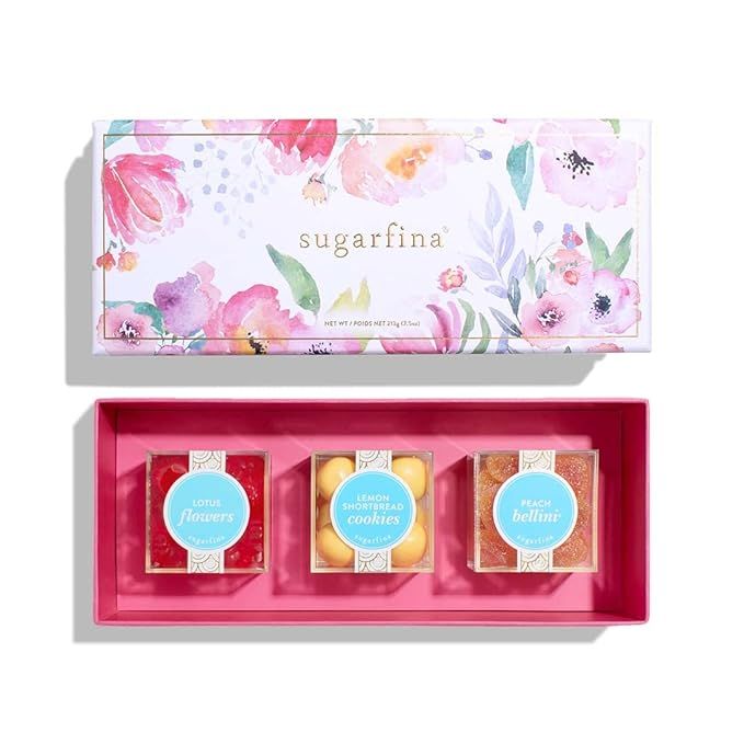 Sugarfina Watercolor 3 Piece Candy Bento Box With Peach Bellini Heart Gummies, Lemon Shortbread C... | Amazon (US)