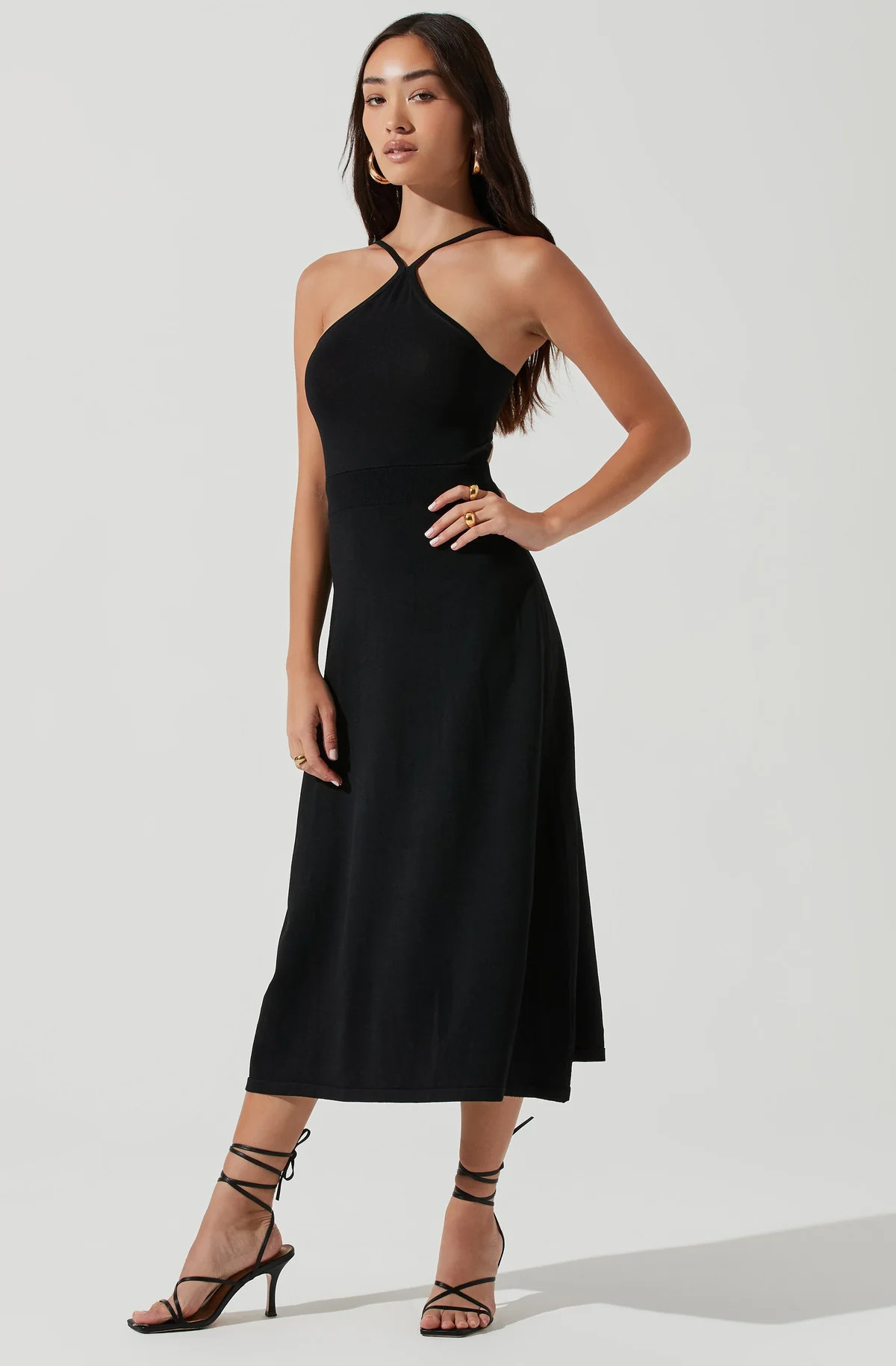 Talia Halter Back Cutout Midi Dress | ASTR The Label (US)