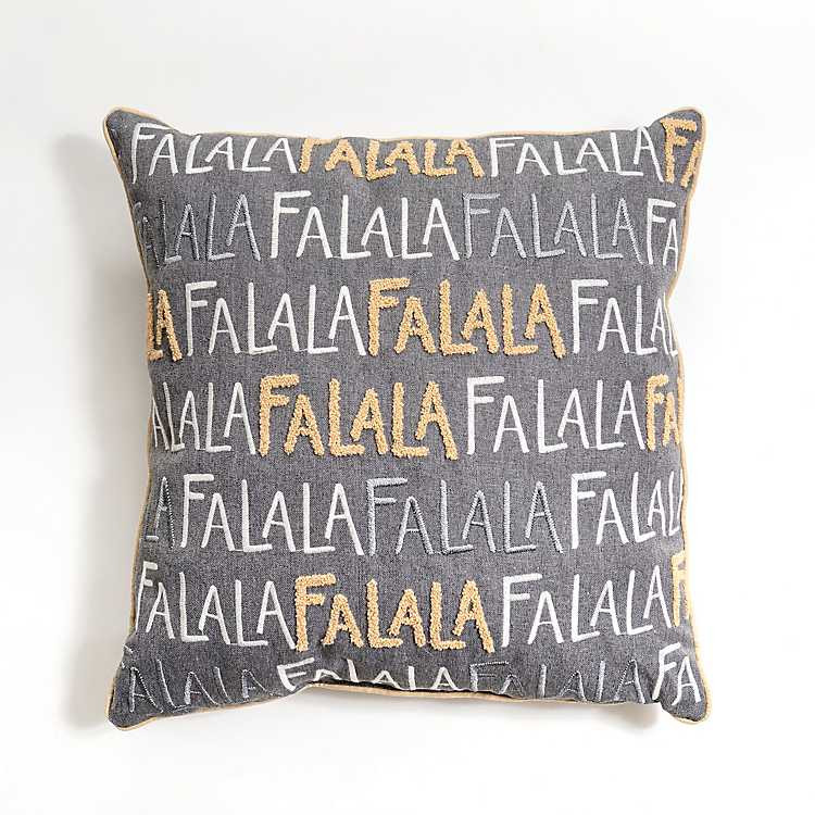 Gray Embroidered Fa La La Christmas Pillow | Kirkland's Home