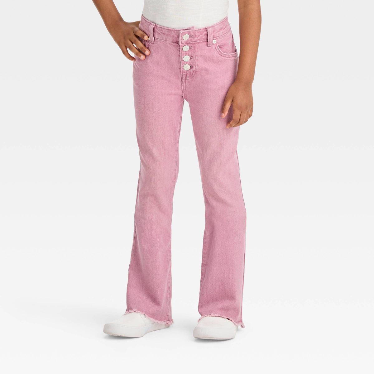 Girls' Button Fly Flare Jeans - Cat & Jack™ Pink | Target
