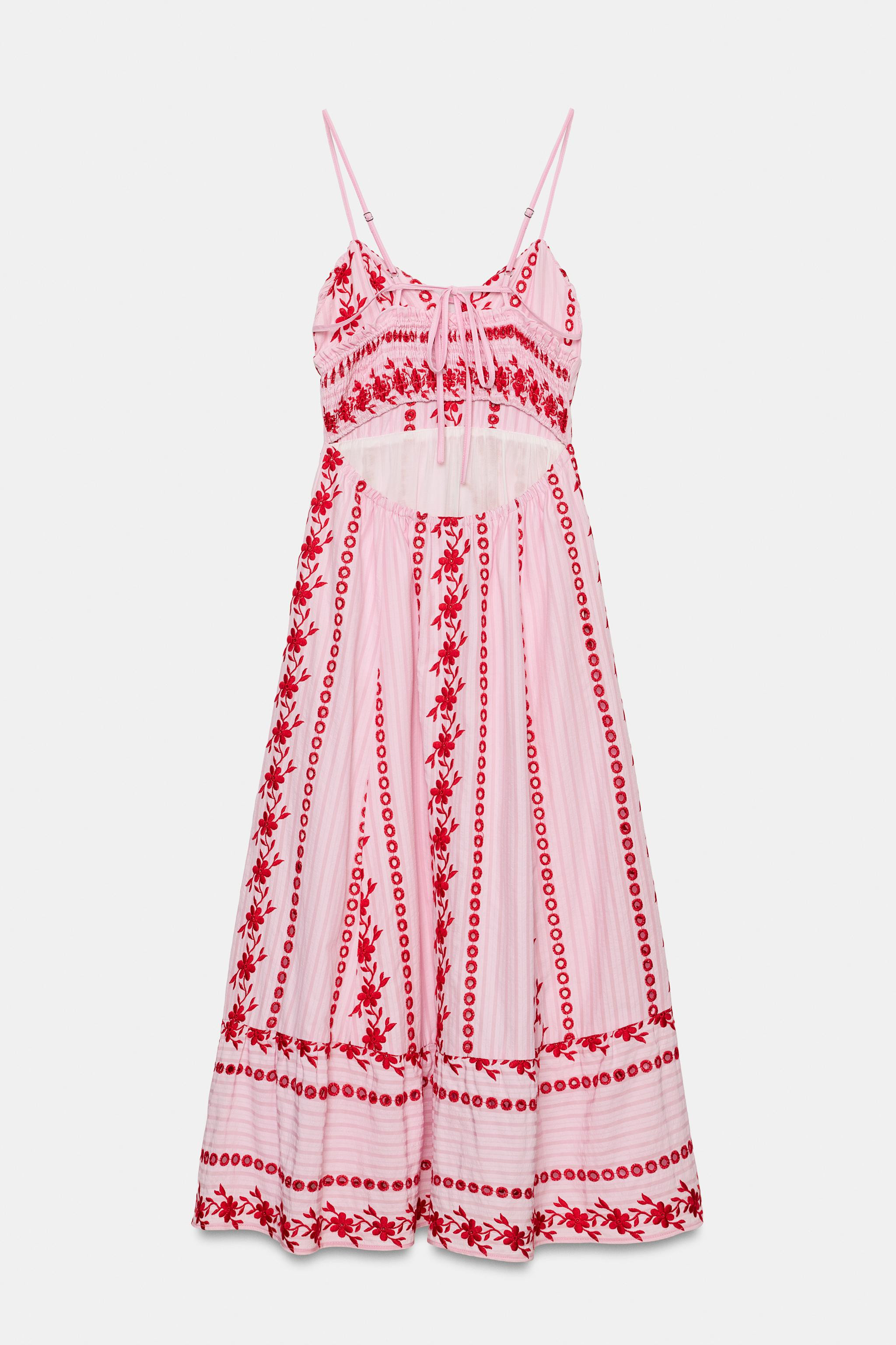 EMBROIDERED EYELET MIDI DRESS | Zara US
