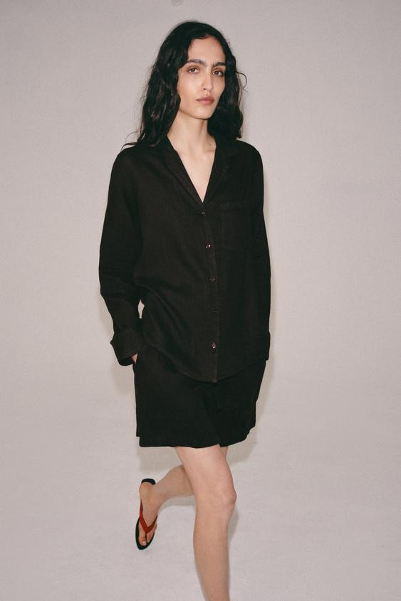 ZW COLLECTION LINEN POCKET SHIRT | Zara US
