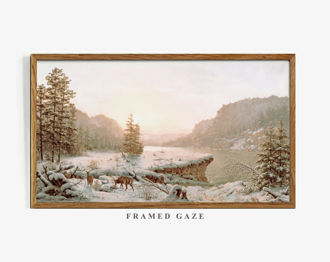 Frame TV Art Vintage Painting Winter Painting Winter Wall - Etsy Canada | Etsy (CAD)