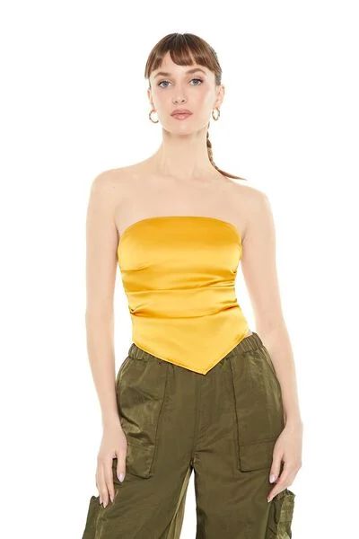 Satin Ruched Tube Top | Forever 21
