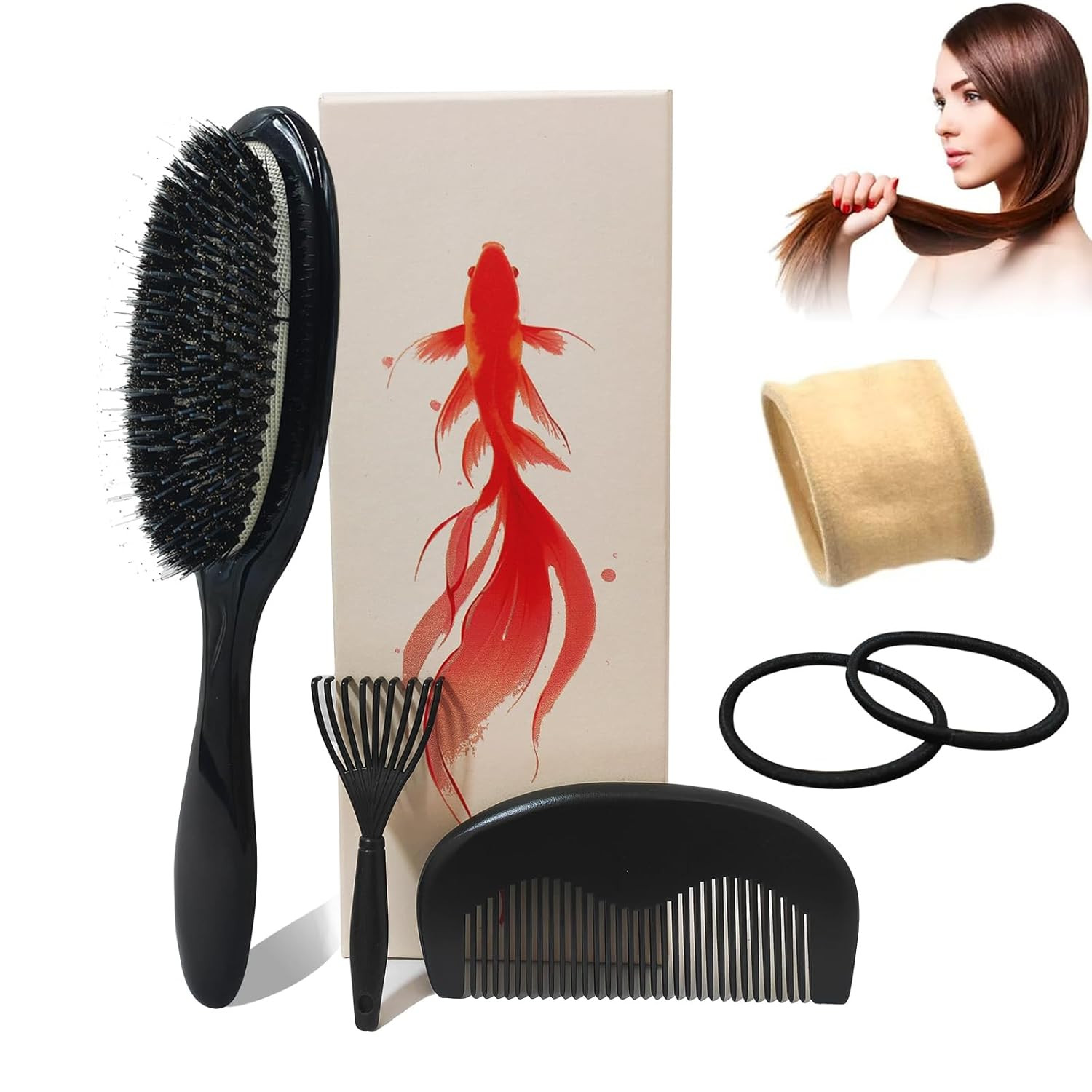 No Shampoo Hair Brush,100% Boar Bristle Hair Brush Set,Hair Brushes for Oily Hair, No Shampoo Hai... | Amazon (US)