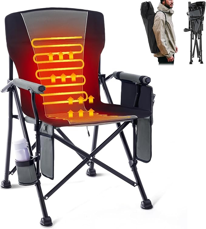Homcosan Heated Camping Chair - Outdoor Folding Chair with 3 Heat Levels for Back & Seat - Portab... | Amazon (US)
