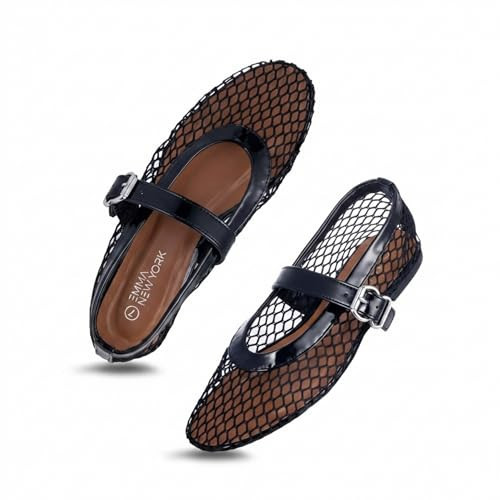 EMMA NEW YORK Mesh Ballet Flats for Women (Black, 7.5) | Amazon (US)