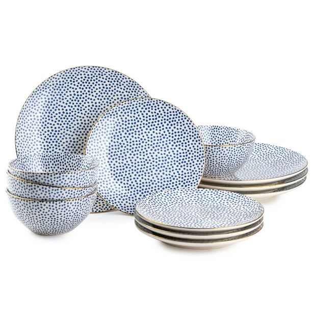 Thyme & Table Blue Dot 12 Piece Dinnerware Set | Walmart (US)