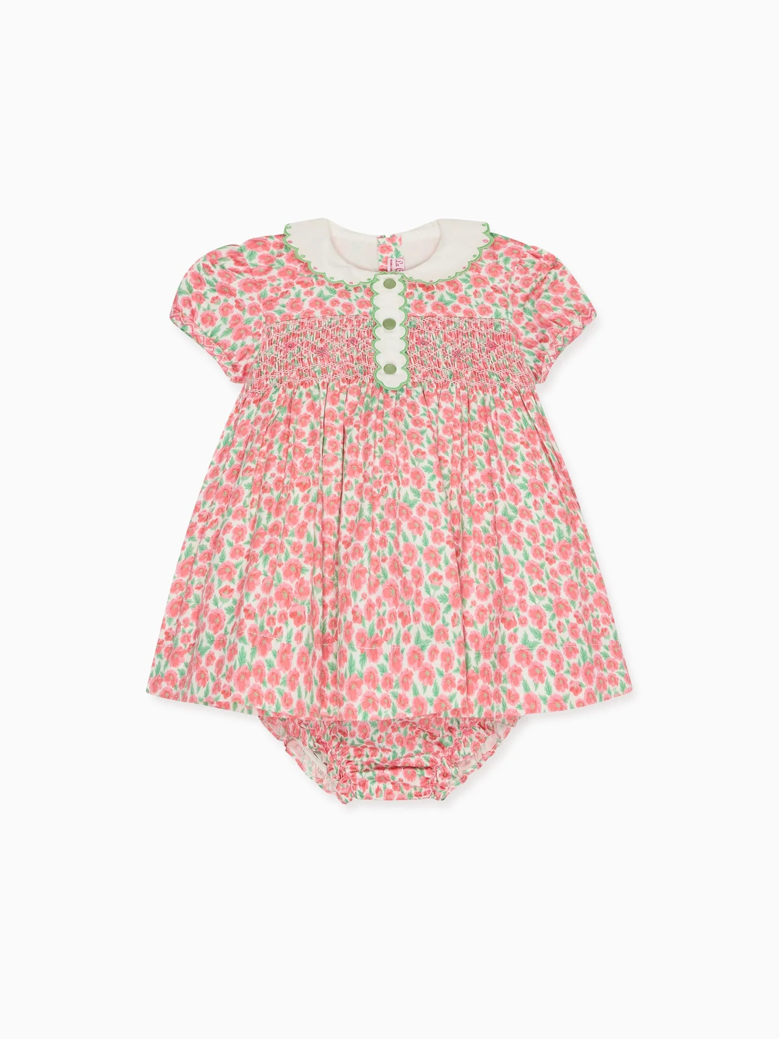 Red Floral Coco Baby Girl Hand-Smocked Set | La Coqueta (US)