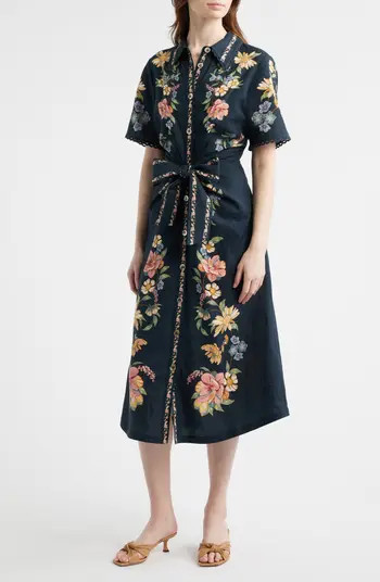Maira Floral Belted Midi Shirtdress | Nordstrom