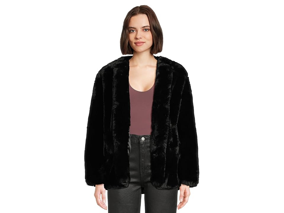 Blank NYC Faux Fur Jacket Women's Coat Black : MD, Spandex/Polyester/Faux Fur | Zappos