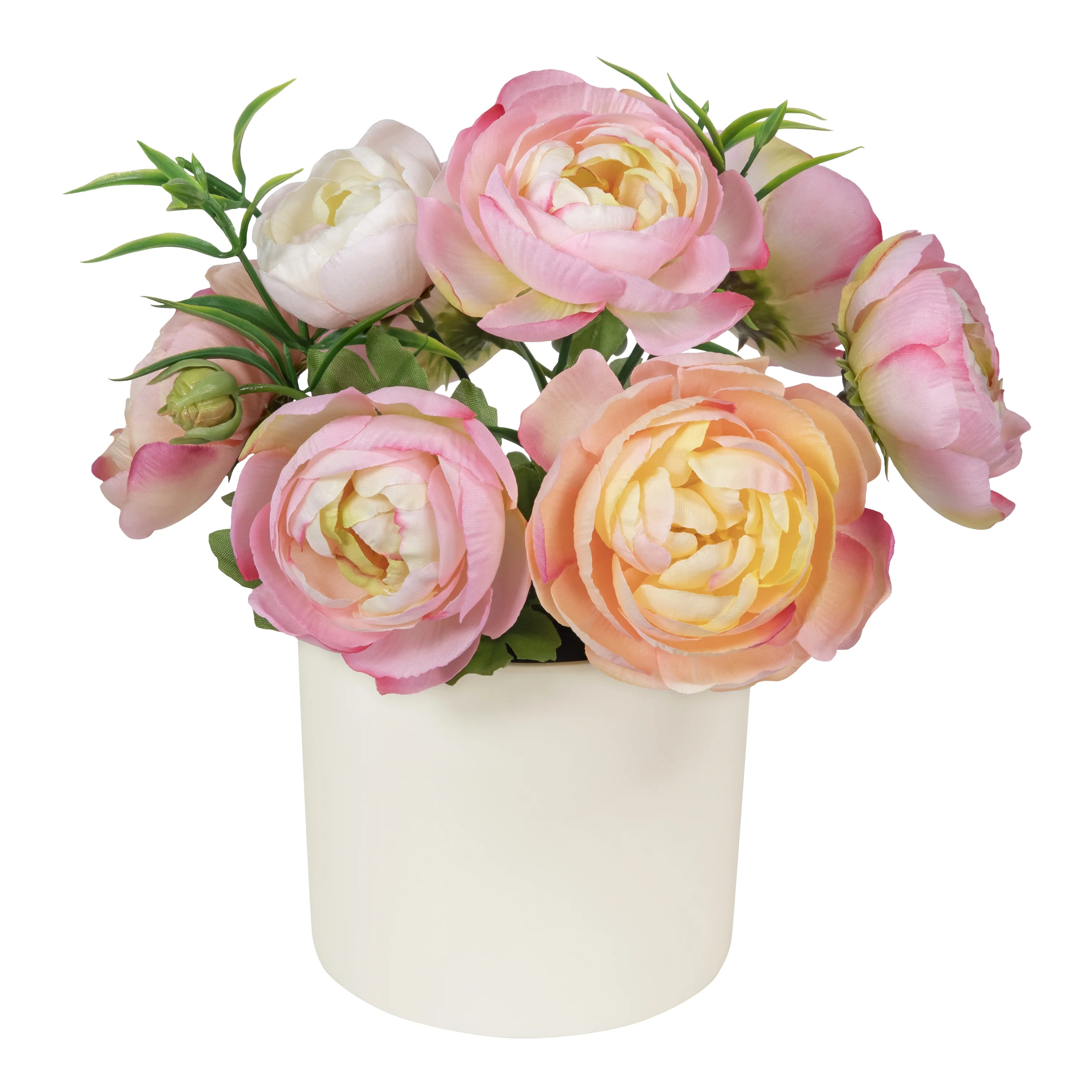 Mainstays 7" Artificial Pink Ranunculus in Cream Pot, for Indoor Use | Walmart (US)