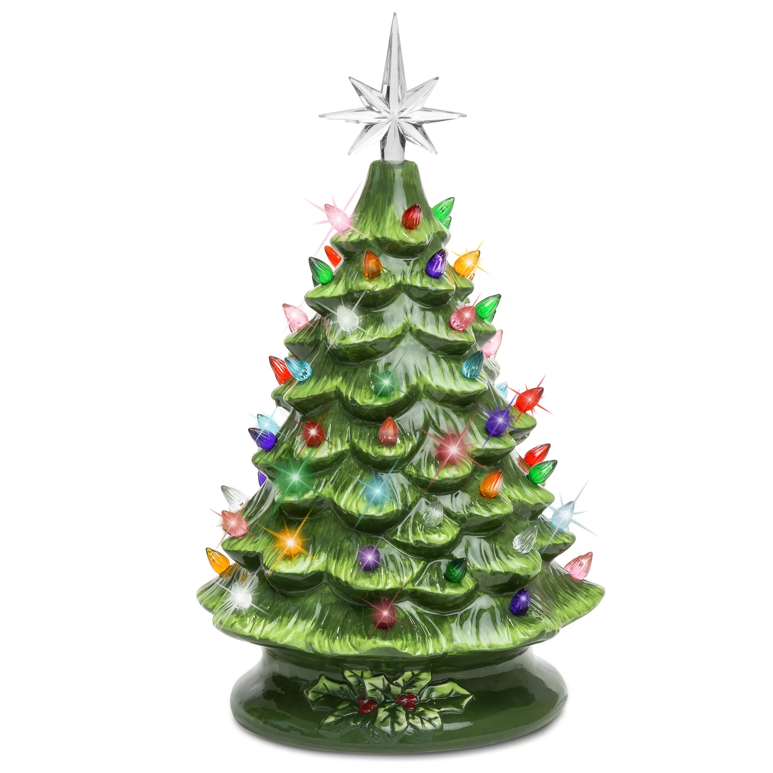Best Choice Products 15in Pre-Lit Hand-Painted Ceramic Tabletop Christmas Tree w/ 64 Lights - Gre... | Walmart (US)